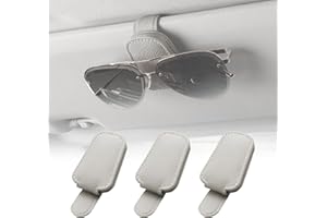 VEGENA 3 Stück Brillenhalter für Auto Sonnenblende, Auto Brillenhalter, Auto Visier Zubehör, Leder Auto Sonnenbrillen Halterung Ticket Clip, Magnetische Sonnenbrillenhalterung Auto für Alle Arten von Brillen
