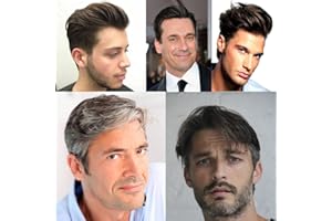 AIRAO Q6 Toupet Parrucchino Sostituzione Protesi Capelli Uomini Parrucche Sbiancato Nodi Invisibile Aspetto Naturale- Capelli Umani Indiani #1B (Naturale Nero)