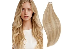 RUNATURE Extensiones Adhesivas Pelo Natural Rubio Tape Extensiones de Cabello Humano Adhesivas Rubio Dorado con Rubio Oscuro Invisible Tape in Hair Extensions 12 Pulgadas/30cm 20pcs/30g #16P24