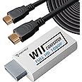 PORTHOLIC Wii to HDMI Converter 1080P with 5ft High Speed HDMI Cable Wii2 HDMI Adapter Output Video&Audio with 3.5mm Jack Audio, Support All Wii Display 720P, NTSC, Compatible with Full HD Devic