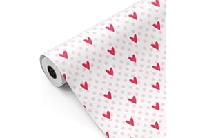 Bobina papel de regalo, rollo grande 62cm x 100m • CORAZONES LUNARES • Ideal para: Tiendas Negocios Comercios envolver regalos Cumpleaños Baby Shower Bodas Decoración [FP Fiesta Paper]