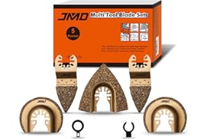 JMD 5 Piezas Hojas de Sierra Oscilante de Carburo para Cortar Azulejos, Accesorios de Herramientas Múltiples para Pulir Cemento, Moler Arena