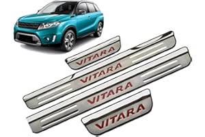 NINIS 4 Pezzi Soglia Porta Battitacco per Suzuki Vitara 2015-2022 2023 2024, Acciaio Inossidabile Esterno Batticalcagno Protezione protezione contro graffi auto Accessori Decorativi,C