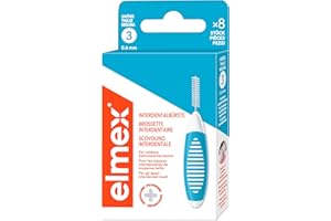 elmex Cepillo interdental azul (tamaño 3, 0,6 mm), 1 x 8 unidades – Cepillos interdentales para la limpieza interdental mediana