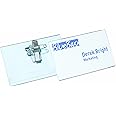 Durable Name Badge 54 x 90 mm with Combi Clip Transparent | Pack of 50 Badges | Includes Blank Insert Cards | Ideal for Events and Visitor Management