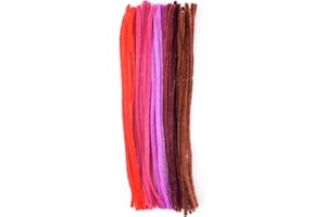 Vaessen Creative Fil Chenille - 50 pcs - 6 mm / 30 cm - Rouge - Cure-Pipes - Fil de Fer Souple pour Bracelets et Loisirs Créatifs
