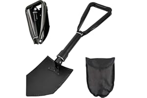 HUAMIRRA Pelle Pliante Multifonction, 58 cm, Noir, Housseen Tissu Incluse, Pelle Pliable pour Camping Etalpinisme