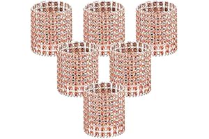 ANLOO Anneaux de serviette en strass brillants pour décoration de table, mariage, dîner, fête, bricolage Or rose - 50 pièces.