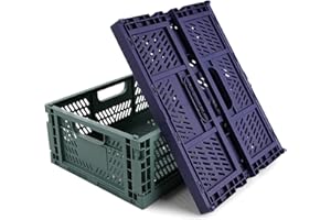 Spesh 2 Piezas Cajas Almacenaje Cocina Cajas Plegable Plastico Cesta Plegable para Armarios, Cajones, Estanterías(Azul+Verde oscuro, 40 * 30 * 15cm)
