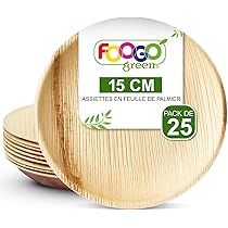 FOOGO Green 25 Assiettes En Feuilles De Palmier Jetables, Forme