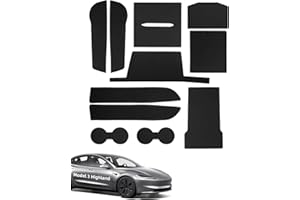 ‎LANGBEAN LANGBEAN Maty Antypoślizgowe dla Tesla Model 3 Highland 2024 2025, 11 Sztuk Gumowych Mat na Konsolę Środkową, Schowek, Uchwyt na Kubek, Zintegrowany Otwór w Drzwiach, Podłokietnik, Czarny