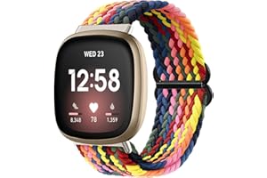 Vozehui plecione paski z Solo Loop kompatybilne z Fitbit Versa 3 / Fitbit Sense, regulowane, oddychające, elastyczne, miękkie nylonowe paski zastępcze do Fitbit Versa 3, Fitbit Sense, dla kobiet i mężczyzn