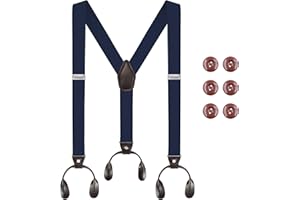 Minicloss Bretelle da Uomo con Bottoni, Bretelle Uomo Lavoro 3,5 cm Larghe Eleganti a Forma di Y Elastici Regolabili Bretelle per Uomo Donna