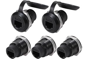 PENGLIN 5PCS RJ45 CAT6 Connecteur pour montage en panneau, Cat6 8P8C Ethernet LAN Coupleur de câble à passage direct Adaptateur d'extension femelle-femelle avec capuchon étanche/poussière