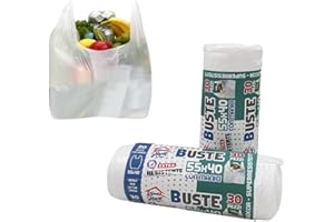 Tech It Evolution Sacchetti di Plastica con Manici per la Spesa 720 Unità - 24 Rotoli da 30 Buste 55x40cm Borsa di Plastica Shopper Antigoccia