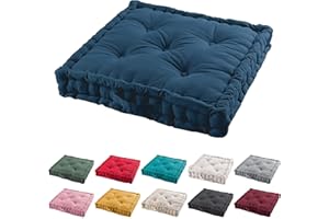 TIENDA EURASIA TIENDAEURASIA® Cojines de Suelo - 100% Algodón Lisa - Ideal para Sillas, Bancos, Palets, Suelos - Uso Interior y Exterior (Azul Marino, 45)