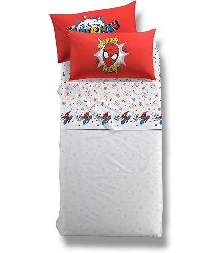 Completo Lenzuola Spider-Man Wall In Cotone 100% – Caleffi, Taglia Singolo, Morbido E Resistente