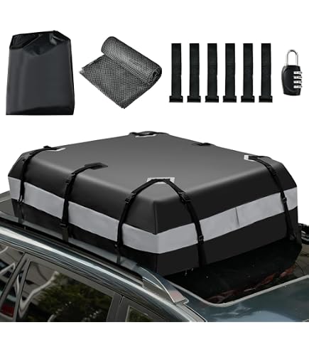 Sac De Toit Voiture Imperméable Oxford - Grande Capacité 26 Pieds Cubes, 6 Sangles élastiques - Pour Voyages, Camping, Rangement