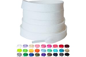 Olukssck 2 Paires Lacets Plats, Lacets Durable de Remplacement de 10mm de Qualité pour Chaussures de Sport, Chaussures de Ville