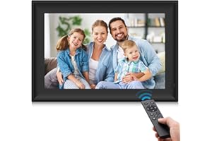 YENOCK Cornice per foto digitale, cornici digitali da 10.1 pollici, schermo LCD Full IPS Auto-Rotate Design, Inserire USB o SD card, Montaggio a parete