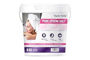 Puerto Verde • Sel d'Epsom Pur 6 Kg. Source Concentrée de Magnésium. Sels d'Epsom à Dissolution Rapide pour Relaxation Musculaire, Soulagement du Stress et Bon Sommeil. Production Européenne.