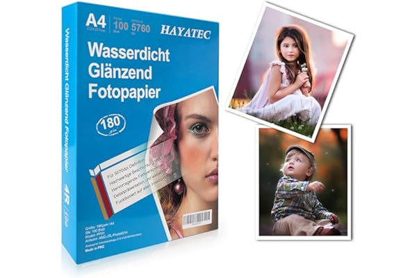 Alaskaprint papier photo A4 100 feuilles Imprimante à jet d'encre brillant Papier Cartes photo Instant Dry Imperméable Feuilles photo blanc (A4 |180g / m² |100)