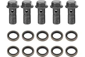 Boulon Banjo,Fydun 5 pièces Vis Banjo Boulons Banjo de Frein de Moto et Rondelles Banjo pour Maître-Cylindre de Frein (M10×1.25mm)