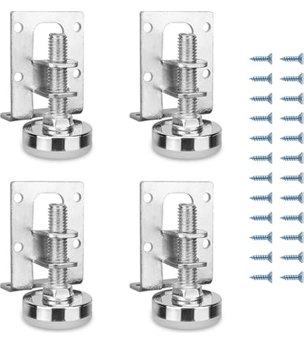 Gedotec meubelvoet robuuste sokkelhoogteverstelling stabiele sokkelvoetjes keuken met schroefhoek | stelschroef M12 x 65 mm | draagvermogen 200 kg | stelvoetjes gegalvaniseerd staal | 4 stuks - voet met hoekinstelling