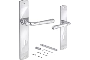 JUVA Set di Maniglie per Porta | Modello LADY 151 | 1 Pezzo - Set di maniglie per porta di design con viti | Cromata Lucida | Maniglia per porta antica Ottone lucido su piastra lunga | BB - Buntbart