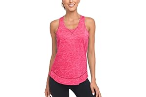 WOWENY Sport Débardeur Femme Fitness Shirts Femme Gym Sport Shirt Workout Tank Top, sans Manches Entraînement Jogging Running Yoga Shirt, Mesh Retour Respirant Confortable