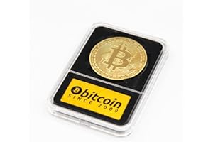 B BITCOIN Bitcoin Moneda Física Bañado En Oro De 24k Presentada En Expositor De Luxe