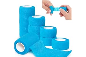 LiangMai 8 Rollos 5cm ×4,5m Banda Venda Cinta Bendaje Adhesiva Deportiva Tape Crossfit Dedos Azul Tape Crossfit Venda Cohesiva Autoadhesivas, venda elastica deportiva, vendaje esparadrapo dedos