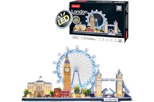 PARTY TOWN Puzzle 3D - London LED Cityline | Maquette A Construire | Puzzle 3D Adulte Et Puzzle 3D Enfant | Puzzle Enfant 8 Ans | Maquette Jouet Enfant | 186 Pièces
