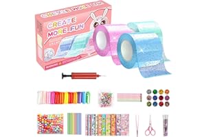 HDAKDDHG Nano Tape Kit for Kids, Nano Tape Bubbles Kit, Nano Double Sided Tape for Making Bubbles, DIY Nano Tape Set with Clay Sequins Glitter Stickers Straws Pearl Chains and Sugar Grain