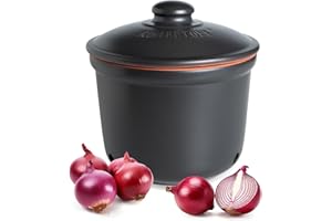 ROMERTOPF Römertopf Pot fraîcheur maxi 2,8 l – Pot à oignons en céramique – L'argile respirante garde les légumes frais plus longtemps – Circulation de l'air idéale – Noir