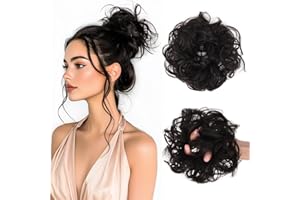 Vlasy Messy Bun Hair Piece for Women,Curly Wavy Hair Scrunchies Bun Extensions Hairpieces,Synthetic Hair Chignons Accessories Updo for Girls(2#,55g)