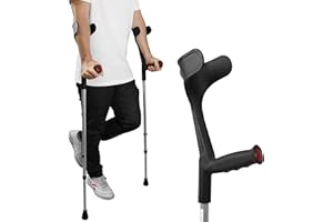 PEPE Mobility Crutches for Adults Women and Men (x2 Units), Adjustable Height, Aluminium, Lightweight Elbow Crutches - Made in Europe