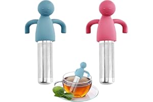 Yisscen 2 Pezzi Filtro da tè Colino da tè, Infusore da tè Sfuso, Infusore da tè, Acciaio Inossidabile e Silicone Alimentare Infusore da tè, Creativo umanoide in Silicone per filtrare o ammollo Il tè