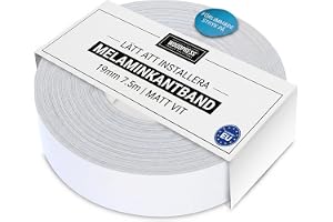 WoodPress® 19mm Mattvit förlimmat melaminkantband 7,5 m | Kantbandsrulle med smältlim, flexibel proffslist för snabb möbelrep