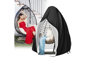 TiooDre Egg Chair Cover, Patio Hanging Chair Cover Garden Furniture Covers Waterproof UV-anti Dust Heavy Duty Rattan Furniture Covers with Zipper Drawstring Swing Seat Cover for Outside, 195 * 120cm