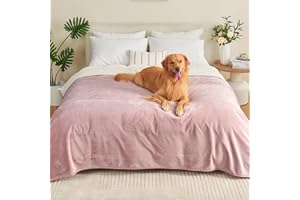 Yaning Waterproof Blanket 152x203cm for Adults, Reversible Waterproof Bed Cover for Dogs Cats Pets, Soft Leakproof Blanket for Bed Couch Sofa Furniture Protector, Dusty Pink/Off White