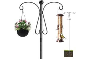 SUIMLMTA Bird Feeders Hanging Station, 194CM Shepherd Hooks for Garden, Bird Feeding Station Stand Heavy Duty Bird Feeder Pole, Adjustable Shepherds Crook for Solar Lights, Basket Hanger, 1 Pack
