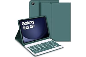 GOOJODOQ Etui na klawiaturę Samsung Galaxy Tab A9+/A9 Plus 11" 2023, QWERTZ zdejmowana klawiatura z etui ochronnym do Galaxy Tab A9+ 11 cali 2023 SM-X210/X215/X216, ciemnozielone
