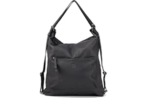 BIBA | Sac à Main pour Femme de Cuir Véritable, Sac à Dos Leather Orleans OR1LO, Manche Bandoulière, Fermeture Zippée, Cuir de Bovin Légitime, Couleur Noir