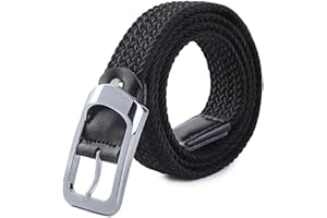 HANCHAO Ceinture Tressée Élastique Femmes Hommes Ceinture Extensible Unisexe Belt Noir Blanc Brun Foncé Gris Bleu 90-135cm
