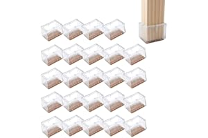CYH Set di 24 protezioni per piedi per sedia in silicone, trasparenti, con piedini rettangolari, tampone per sedie e mobili con cuscinetti in feltro per pavimenti in legno massiccio, 21 x 42 mm
