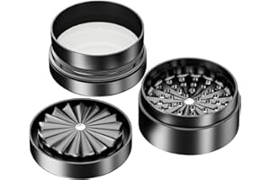 Premium Toothless Grinder Hollywood 2.0 Schwarz | Zahnlos | Aluminium in Raumfahrtqualität | 4 – teilig | Blüten (Flower) Mühle (Mill) | Inkl. Feinsieb & Pollenfach | Original California's Choice