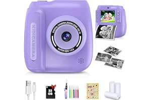 FZIFZI Camara de Fotos Instantaneas, HD/1080P Camara Fotos Infantil Instantanea, Cámara Instantánea Niños con Tarjeta de 32G y Papel de Impresión, Maquina Fotografia Infantil Instanea Regalo Niña 3 a 12 Años