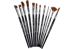 Farbe Bürsten 12 Stücke Set professionell Farbe Bürste Runden Spitz Tip Nylon Haar Künstler Acryl Bürste fur Acryl Aquarell Öl Malerei durch Crafts 4 ALL