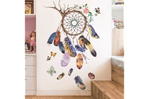 ARAWAT Wall Stickers Murals Dream Catcher Wall Decals Peel and Stick Wall Stickers for Bedroom Living Room Bathroom Kitchen Dream Catcher Wall Decals Art Decor for Wall Boho Decorative Wall Stickers
